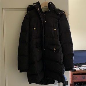Black JCREW Parka with detachable fur
